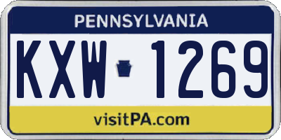 PA license plate KXW1269