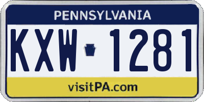 PA license plate KXW1281