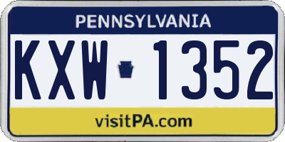 PA license plate KXW1352