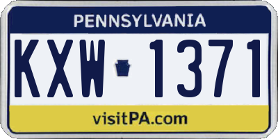 PA license plate KXW1371