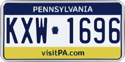 PA license plate KXW1696