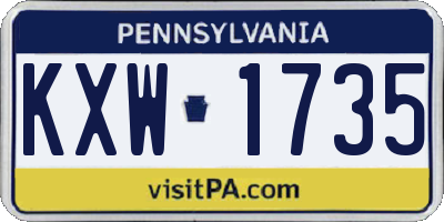 PA license plate KXW1735