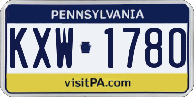 PA license plate KXW1780