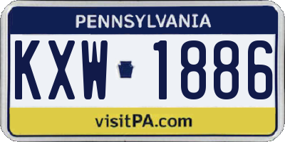 PA license plate KXW1886