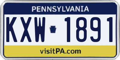 PA license plate KXW1891