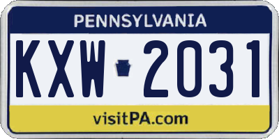 PA license plate KXW2031