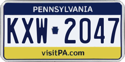 PA license plate KXW2047