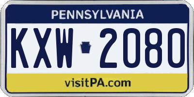 PA license plate KXW2080