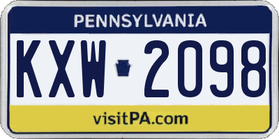 PA license plate KXW2098