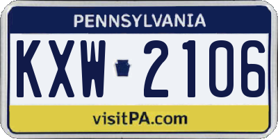 PA license plate KXW2106