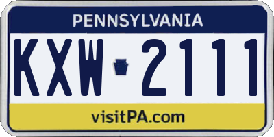 PA license plate KXW2111