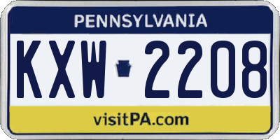 PA license plate KXW2208