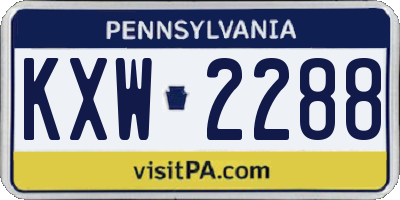 PA license plate KXW2288