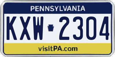 PA license plate KXW2304