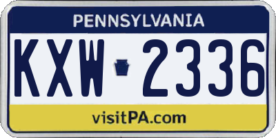 PA license plate KXW2336