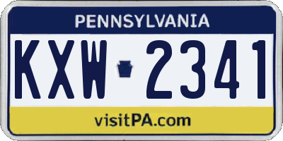 PA license plate KXW2341