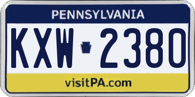 PA license plate KXW2380