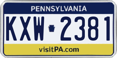 PA license plate KXW2381