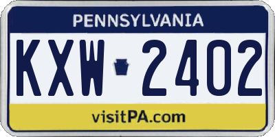 PA license plate KXW2402