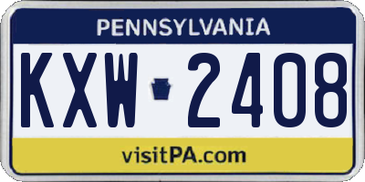 PA license plate KXW2408