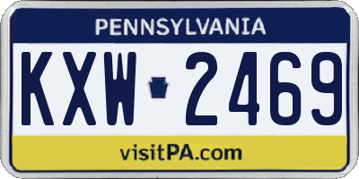 PA license plate KXW2469