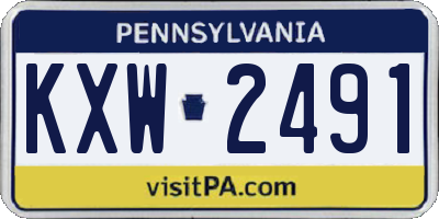 PA license plate KXW2491