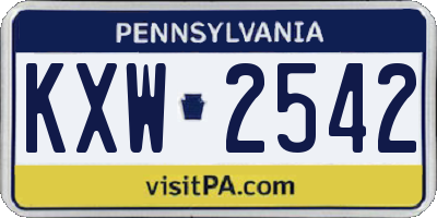 PA license plate KXW2542