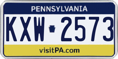 PA license plate KXW2573