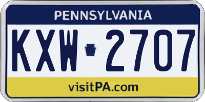 PA license plate KXW2707