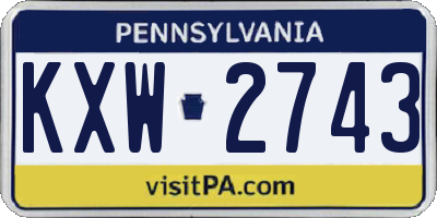 PA license plate KXW2743