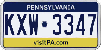 PA license plate KXW3347