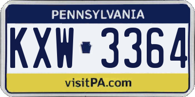 PA license plate KXW3364