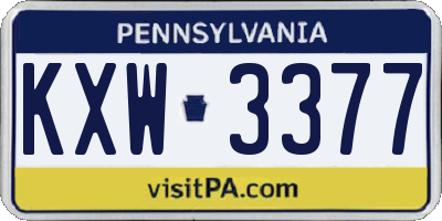 PA license plate KXW3377