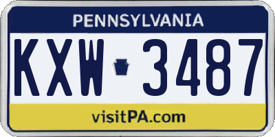 PA license plate KXW3487