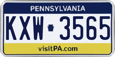 PA license plate KXW3565