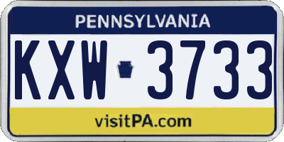 PA license plate KXW3733