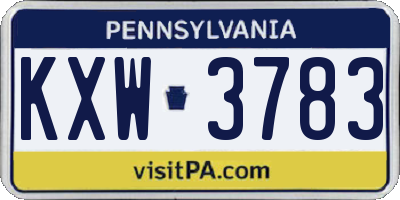 PA license plate KXW3783