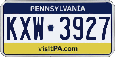 PA license plate KXW3927