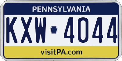 PA license plate KXW4044