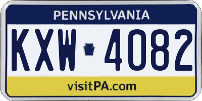 PA license plate KXW4082