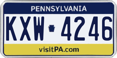 PA license plate KXW4246