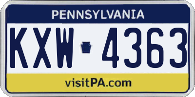 PA license plate KXW4363