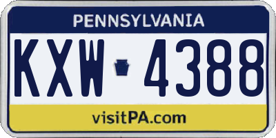 PA license plate KXW4388