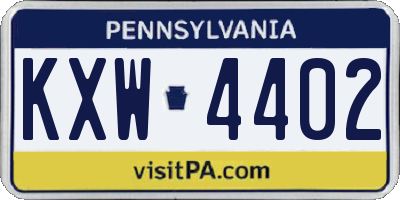 PA license plate KXW4402