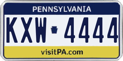 PA license plate KXW4444