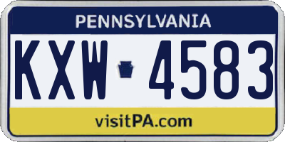 PA license plate KXW4583