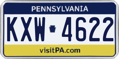 PA license plate KXW4622
