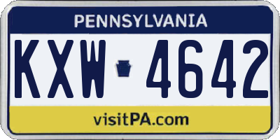PA license plate KXW4642