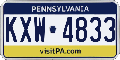PA license plate KXW4833