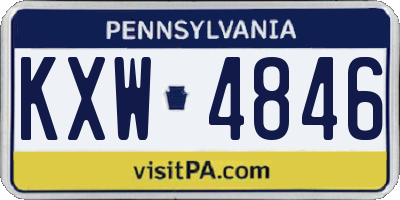 PA license plate KXW4846